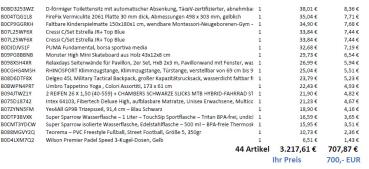 Retouren Palette Sport, Wasser, Outdoor 44 Artikel 3.217,- EUR